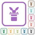 Magic hat with bunny head simple icons