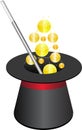 Magic hat and gold coins Royalty Free Stock Photo