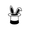 Magic Hat icon vector. Wand and Rabbit illustration sign. magician symbol or logo. Royalty Free Stock Photo