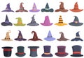 Magic hat icons set cartoon vector. Magician wizard Royalty Free Stock Photo