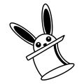 Magic hat rabbit appear design outline Royalty Free Stock Photo