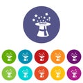 Magic hat with stars set icons Royalty Free Stock Photo