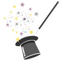 Magic hat and wand vector Royalty Free Stock Photo