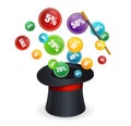 Magic hat vector and sale labels Royalty Free Stock Photo