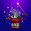 Magic hat with wand for magician trick