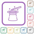 Magic hat and wand outline simple icons Royalty Free Stock Photo