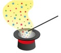 Magic Hat And Wand With Stars Royalty Free Stock Photo