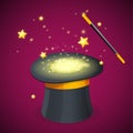 Magic Hat and Wand. Vector Royalty Free Stock Photo