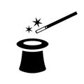 Magic hat and wand vector icon Royalty Free Stock Photo