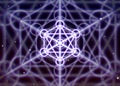Magic hexagon symbol with circles spreads the shiny mystic energy in spiritual space