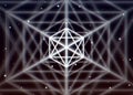 Magic hexagon symbol spreads the shiny mystic energy in spiritual space