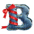 Magic holiday jeans alphabet letter with red ribbon