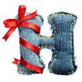 Magic holiday jeans alphabet letter with red ribbon