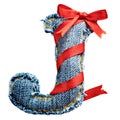 Magic holiday jeans alphabet letter with red ribbon