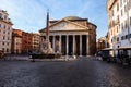 Travel to Italy: morning view on the Pantheon, Italy, Rome Royalty Free Stock Photo