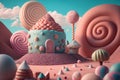 Magic house in candyland. A lot of sweets. AI generative