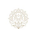 Magic human arms elegant lotus flower meditation esoteric decorative design line art icon vector