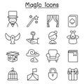 Magic icon set in thin line style