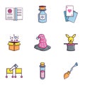 Magic icons set, flat style Royalty Free Stock Photo