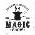 Magic illusion show vector circus vintage emblem