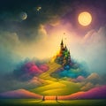 Magic imaginary world full with color and happiness. Generative ai.