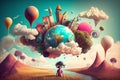 Magic imaginary world full with color and happiness, Generative AI