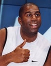 Magic Johnson Gives 'Thumbs-Up' in Las Vegas in 1999