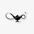 Magic lamp or Aladdin lamp sticker icon isolated on gray background Royalty Free Stock Photo