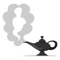 Magic lamp of Aladdin. Aladdin`s magic lamp icon. Vector illustration.