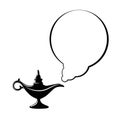 Magic lamp arabian fairy tale three wishes isolated on white