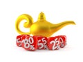 Magic lamp with percent symbols