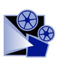 magic lantern. Stylized image of an old cinema projector. Logo template.