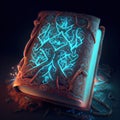 Generative AI: magic book of spells with signs in blue