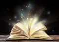 Magic light emanating from open old book Royalty Free Stock Photo