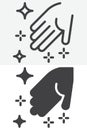 Magic light palm line and solid vector icon set Royalty Free Stock Photo