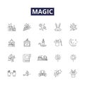 Magic line vector icons and signs. sorcery, miracle, supernatural, mystic, sorcery, marvel, witchcraft, mysticism Royalty Free Stock Photo