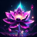 Magic lotus flower on dark background. Vector illustration for your design AI Generated Royalty Free Stock Photo