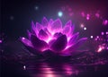 Magic Lotus Flower On Water . AI Generated Royalty Free Stock Photo