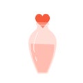 Magic love potion in a pink bottle with heart. Saint Valentine`s Day. Romantic object. Love elixir. Vector illustration in cartoon Royalty Free Stock Photo