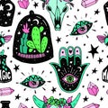 Vector Magic love seamless pattern, witch craft collection Royalty Free Stock Photo