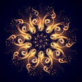 Magic mandala. Abstract fractal background with a mandala made of luminous lines. Royalty Free Stock Photo