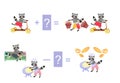 Magic math with cute raccoons. Educational game for children. Ca