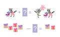 Magic math with cute raccoons. Educational game for children.