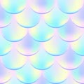 Magic Mermaid seamless pattern with holographic effect. Iridescent mermaid background.