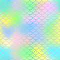 Magic mermaid tail background. Colorful seamless pattern with fish scale net. Royalty Free Stock Photo