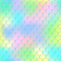 Magic mermaid tail background. Vibrant seamless pattern with fish scale net. Royalty Free Stock Photo