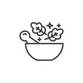 Magic mortar and pestle line icon Royalty Free Stock Photo