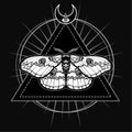 Magic moth. Esoteric symbol, sacred geometry.