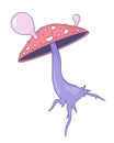 Magic mushroom fly agaric 2D linear cartoon object