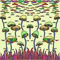 Magic Mushrooms in abstract art style